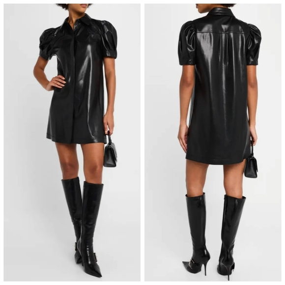 Alice + Olivia jem vegan leather mini shift dress XS - Picture 5 of 16